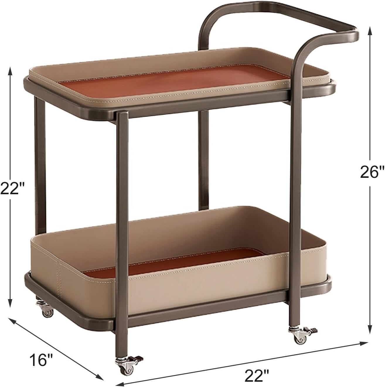 Rolling End Table, Side Table with Wheels, Modern Serving Cart Snack Table for Living Room, Small Coffee Table(Orange)