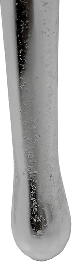TUP THE URBAN PORT Capri Side End Table, 24.75 Inch Round Glass Top, Silver Finish, Melting Drip Design Base, Modern Glam Accent Table for Living Room, Bedroom and Home Decor Display