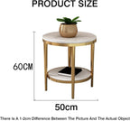 Bedside/Sofa Side Table: Stainless Steel & Marble Two-Tier Small Round Table – Suitable for Living Room Sofas and Corners