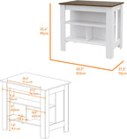Kitchen Island with Three Concealed Shelves, Multicolor | Modern kitchen island with three concealed shelves and spacious surface