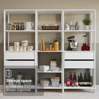 Madesa Kitchen Pantry Storage Rack with 4 Drawers and Open Shelves 78" L Multiuse Modular Cabinet for Kitchen Organization - White