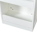 7 Tier Pull-Out Storage Cabinet with Handle & Wheels, Tall Narrow Spice Rack Next to Fridge, Wood Food Pantry for Kitchen, Dining Room, White