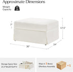 HULALA HOME Storage Ottoman Coffee Table with Lift Top, Farmhouse Linen Upholstered Ottoman with Removable Fabric Cover, 30-Inch Large Coffee Table with Storage for Living Room, Bedroom, Ivory