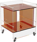 Transparent Acrylic Mobile Side Table with Wheels - Multifunctional Storage & Stylish Home Decor (Orange)