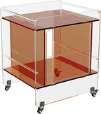 Transparent Acrylic Mobile Side Table with Wheels - Multifunctional Storage & Stylish Home Decor (Orange)