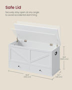 VASAGLE Storage Chest with 2 Fabric Drawers, 15.7 x 39.4 x 19.9 Inches | Storage Bench, Farmhouse Style, Cloud White, HAINS Collection ULSB043W01