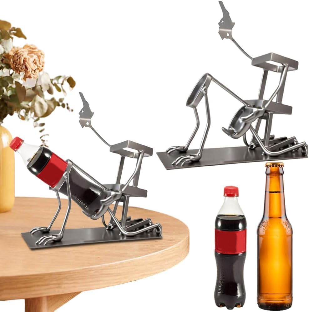 Steampunk Bar Decor for Wine, Whiskey, Beer & Soda - Funny Skeleton Beverage Display for Home Kitchen - Cool Halloween for Adults