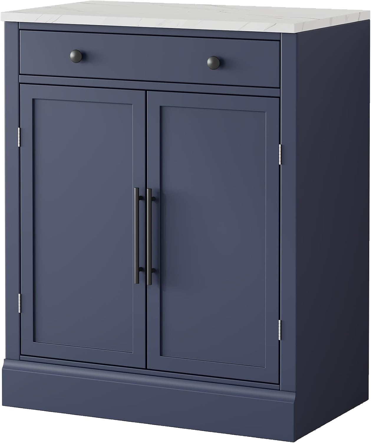 Merax Kitchen Pantry Storage Cabinet Freestanding Cupboard with Darwer, 2 Adjustable Shelves and 2 Door Shelves Coffee Bar Cabinet for Kitchen, Dining, Living Room, Blue x 2