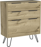 Hairpin Leg Storage, Three Drawer, Premium Panel - Light Oak,for Small Spaces