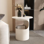 Bedside/Sofa Side Table – Micro-crystalline Stone Small Round Table for Living Room (Corner Table)