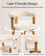 EYYTHUNG Swivel Dining Chairs Set of 2, Mid Century Modern Chenille Dining Chairs with Arms and Wood Legs,Upholstered Kitchen Chairs for Kitchen, Dining Room, Living Room, Beige and Dark Oak