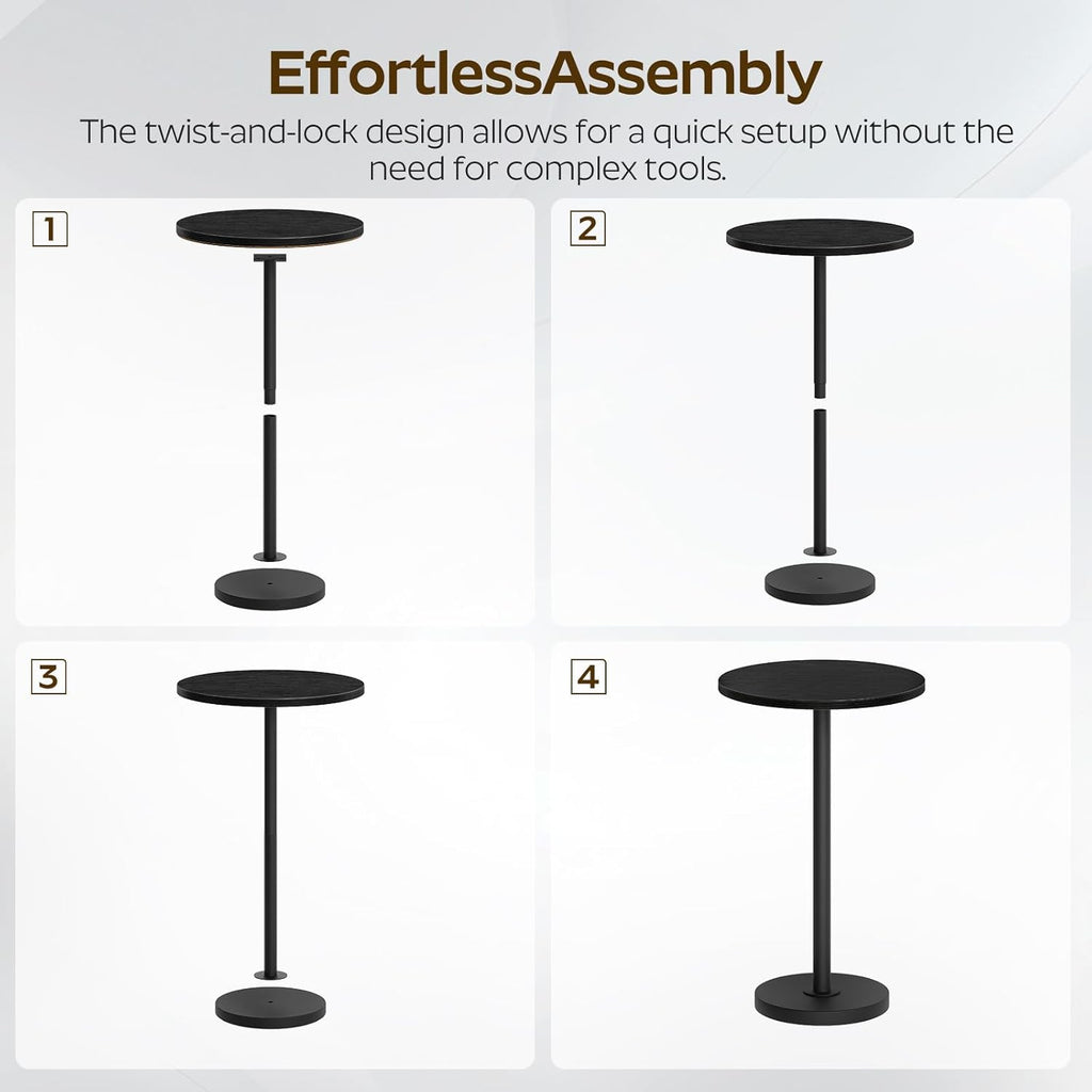 YATINEY Round Side Table, Small Drink Table, Pedestal Martini Table, End Table for Small Spaces in Living Room, Bedroom, Dormitory, Black ET30BB
