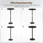 YATINEY Round Side Table, Small Drink Table, Pedestal Martini Table, End Table for Small Spaces in Living Room, Bedroom, Dormitory, Black ET30BB