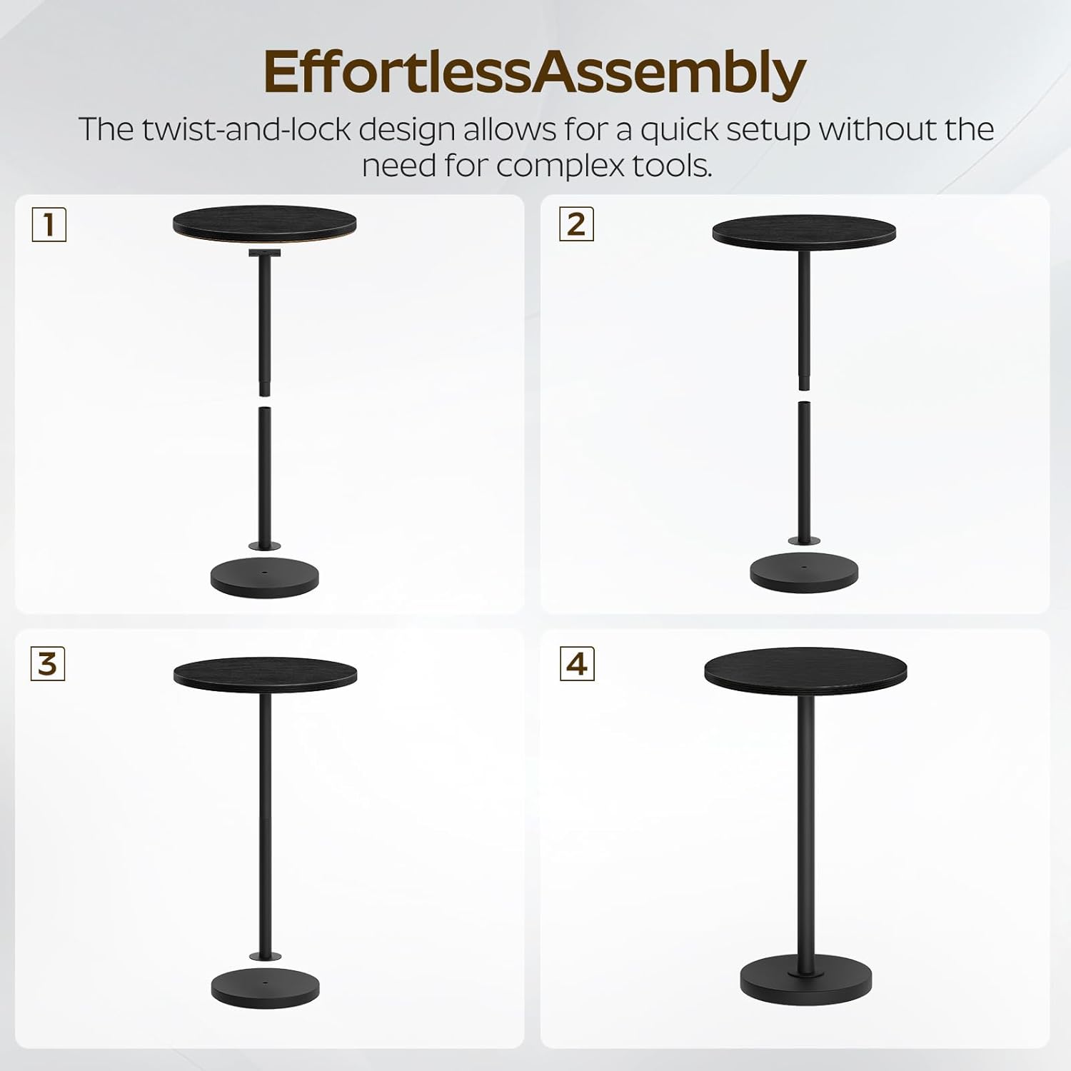 YATINEY Round Side Table, Small Drink Table, Pedestal Martini Table, End Table for Small Spaces in Living Room, Bedroom, Dormitory, Black ET30BB