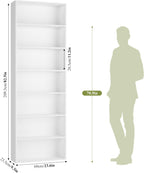 FACBOTALL 82" Tall Bookshelf, 7-Tier Open Shelves Bookcase, Freestanding Display Storage Shelves, Tall Bookcase Home Decor Furniture for Home Office, Living Room, Bedroom, White