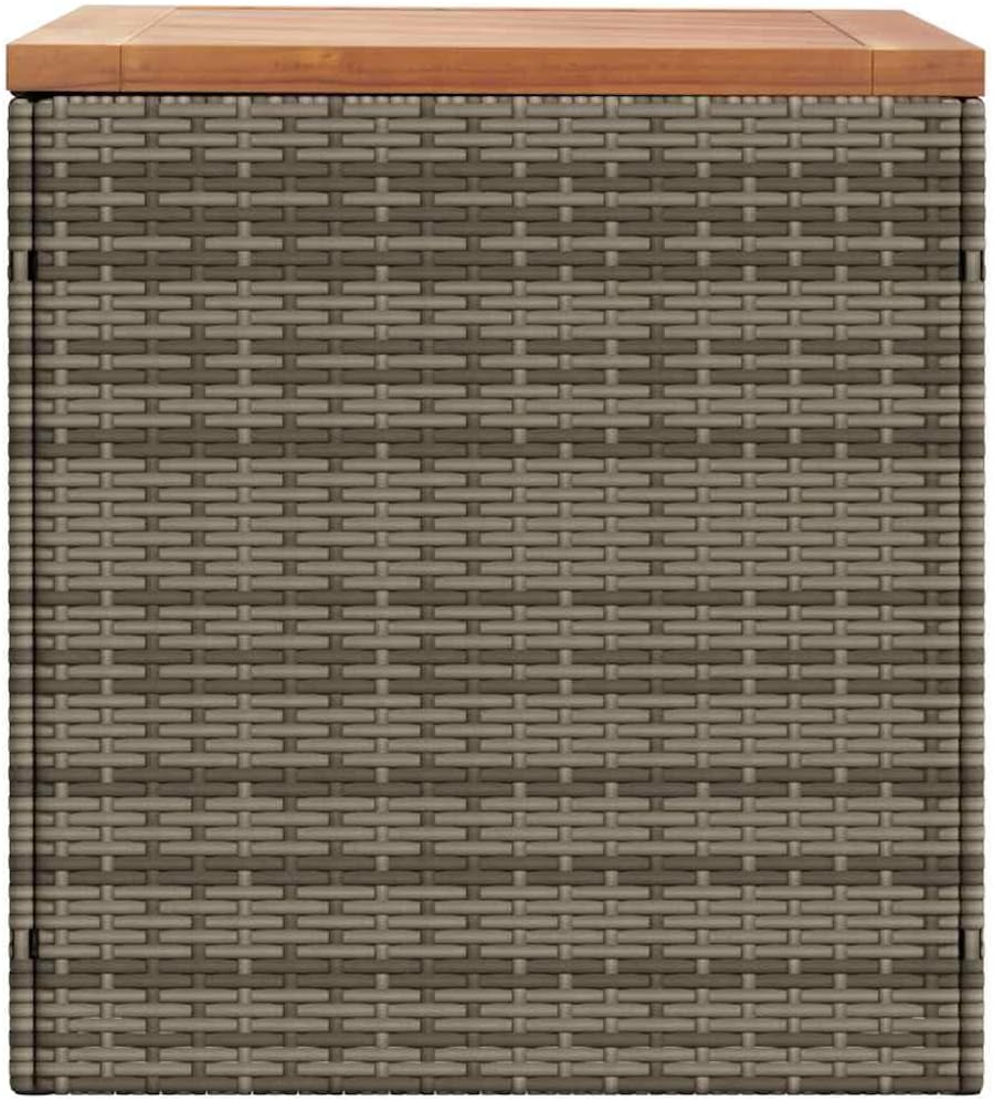 Modern Garden Storage Box Grey and Brown with PE Rattan and Acacia Wood for Outdoor Storage and Seating
