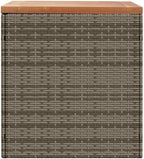 Modern Garden Storage Box Grey and Brown with PE Rattan and Acacia Wood for Outdoor Storage and Seating