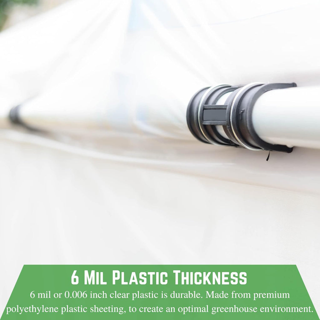 Farm Plastic Supply - Clear Greenhouse Plastic Sheeting - 6 mil - (10' x 25') - 4 Year UV Resistant Polyethylene Greenhouse Film, Hoop House Green House Cover for Gardening, Farming, Agriculture