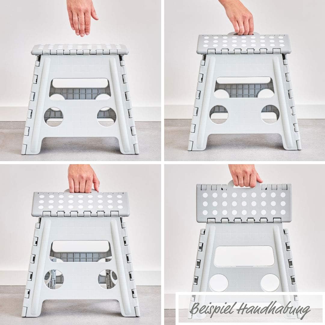 Zeller Present - Schöner Leben. Praktisch WOHNEN. Zeller 13036 Premium Klapphocker faltbar, Kunststoff, grau, TÜV geprüft, belastbar bis 150 kg, ca. 38,5 x 31,5 x 39 cm, Plastik, groß