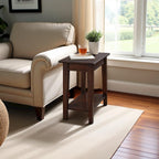 Starlight Canyon Home Cherry Brown Rectangular Side Table, Solid Mahogany 24 Inch Accent, Narrow Chairside Piece with Shelf for Living Room