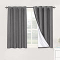 H.VERSAILTEX Linen Blackout Curtains 45 Inches Long 100% Absolutely Blackout Thermal Insulated Textured Linen Look Curtain Draperies Anti-Rust Grommet, Energy Saving with White Liner, 2 Panels, Grey
