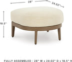 Signature Design by Ashley Serene Bay Outdoor Ottoman, Wood-Look Powder Coated Aluminum Frame, Nuvella+ Cushion for Patio, Deck or Poolside Easy-Breezy Living