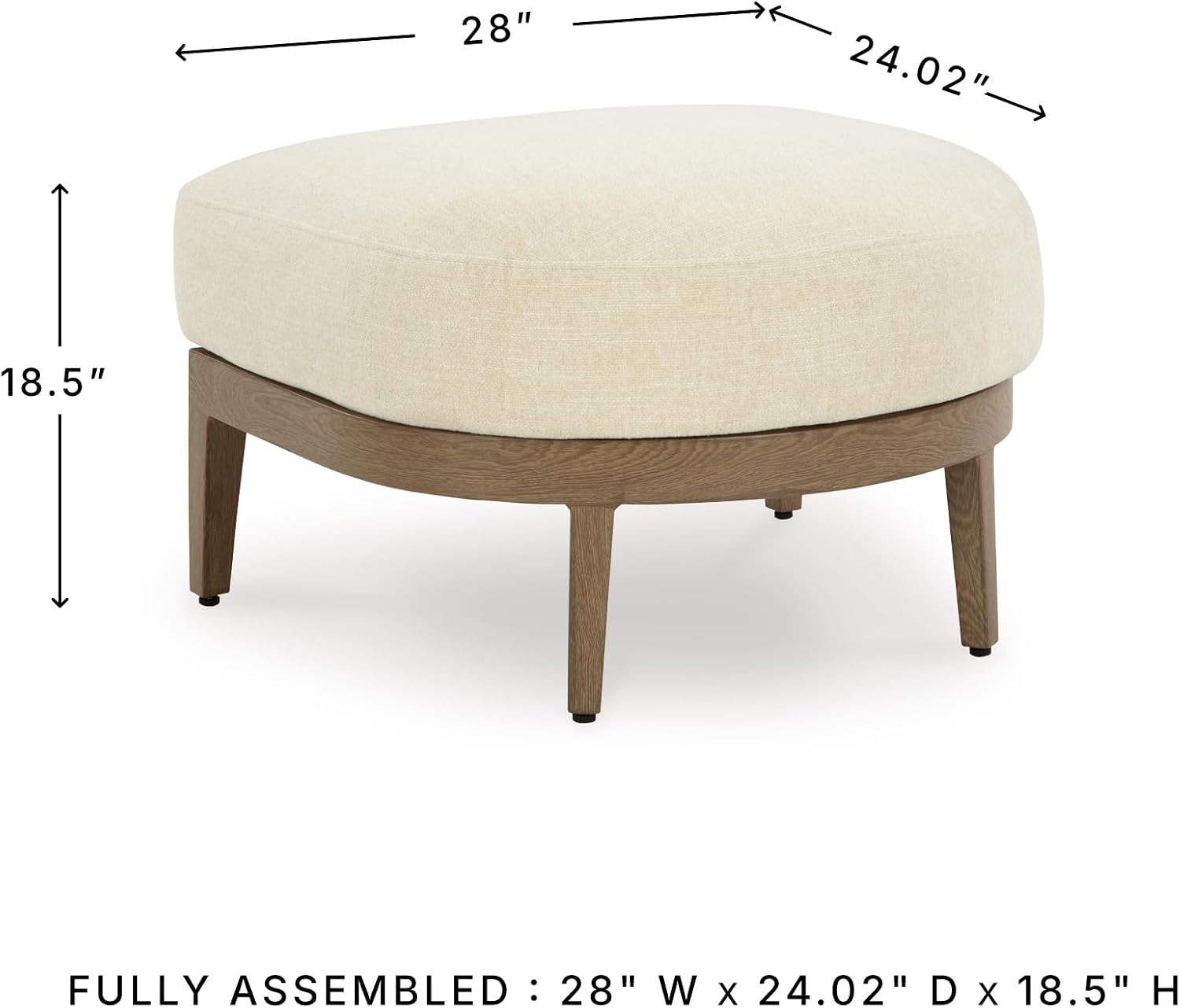 Signature Design by Ashley Serene Bay Outdoor Ottoman, Wood-Look Powder Coated Aluminum Frame, Nuvella+ Cushion for Patio, Deck or Poolside Easy-Breezy Living