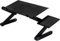 360-Degree Rotation Multifunctional Portable Folding Table with Fan & Mouse Black