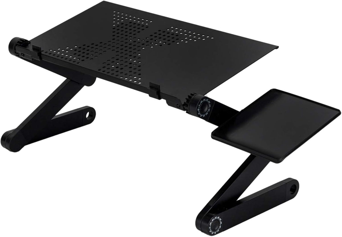360-Degree Rotation Multifunctional Portable Folding Table with Fan & Mouse Black