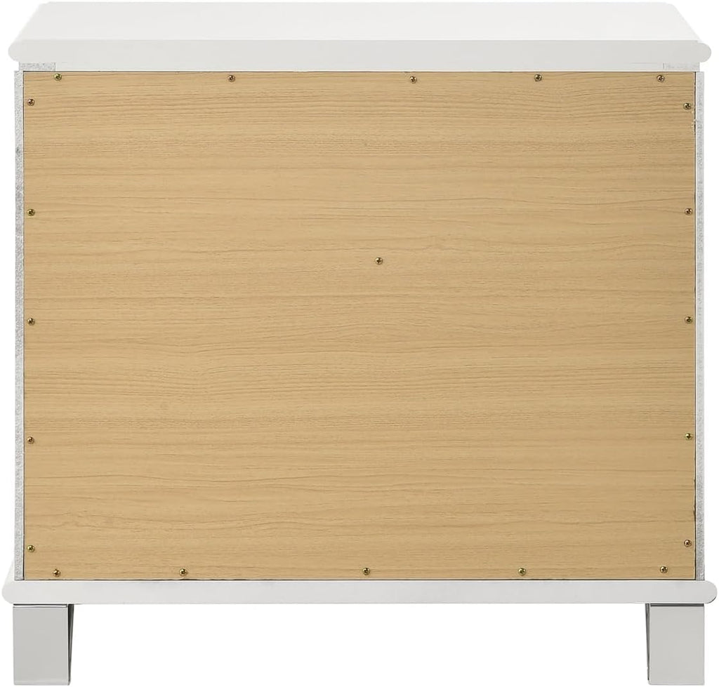 Pearl White 2-Drawer Nightstand with Acrylic Crystal Legs,for Small Spaces