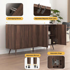 Sideboard Buffet Cabinet with Storage, Long Sideboard Storage Cabinet with 4 Doors, Wood Credenza Console Coffee Bar Cabinets with Adjustable Shelves for Living Room Kitchen Dining Room Walnut