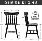 chairus Vintage Black Dining Chairs Set of 6, Farmhouse Windsor Wooden Dining Room Chairs with Turned Spindle Back & Legs, Traditional Colonial Armless Side Kitchen Chairs