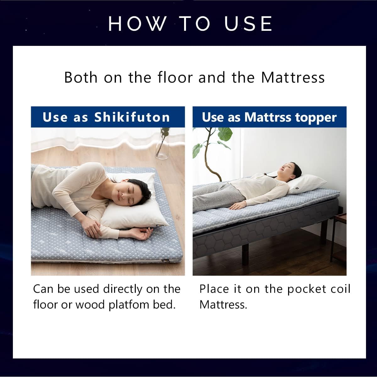 EMOOR Foldable Hybrid Futon Mattress, High-Resilience Urethane Foam 150N with Washable Padded Cover, Twin, Tatami Floor Sleeping Mat Pad Topper, Gray