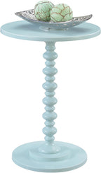 Pemberly Row Modern Spindle End Table, 24 in H x 17.75 in W, MDF and Solid Pine, Green Sea Foam Wood Finish, Round Top, Living Room Side Table, Easy Assembly