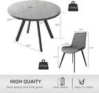 Zerifevni Round Dining Table Set, Mid Century Modern Small Round Dining Table Set, Saving Space (Table + 4 Grey Chairs)