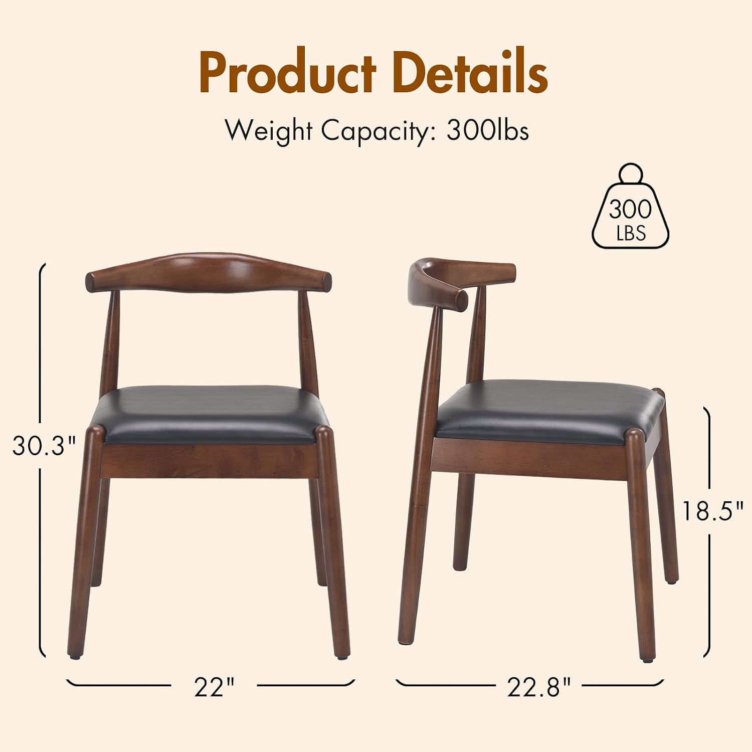 Soohow Dining Chairs Set of 2, Mid Century Modern Kitchen & Dining Room Chairs for Dining Room,Dining Chairs with Solid Wood Legs