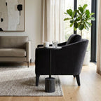 Home Decor End Table, Side Table, or Night Stand - Elegant Slim Metal Accent Table with Marble Top and Base for Bedroom or Living Room - Minimal Design Perfect for Big and Small Spaces - 24" Black