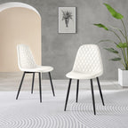 Furniturebox Dining Chair Set of 2 - Corona Black Leg White Faux Leather Dining Chair