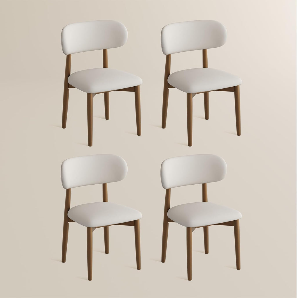 POVISON Modern Dining Chairs Set of 4, Armless PU Leather Dining Chair with PU Cushions and Dark Bronze-Coloured Metal Leg