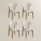 POVISON Modern Dining Chairs Set of 4, Armless PU Leather Dining Chair with PU Cushions and Dark Bronze-Coloured Metal Leg