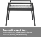 Outdoor Patio Ottoman Set of 2 Outdoor Footrests for Patio Outdoor Aluminum Ottomans and Footstools with Grey Cushions, Dark Grey Frame
