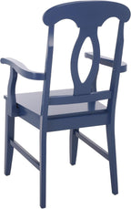 SAFAVIEH Home Collection – Hannelore Solid Wood Dining Arm Chair, Dark Blue Finish, Classic Transitional Seating Design (DCH6907D)