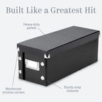Snap-N-Store CD Storage Box - 4 Pack - Durable 5.1 x 5.1 x 13.2 Inch Disc Holders with Lids to Store up to 52 CDs - Black
