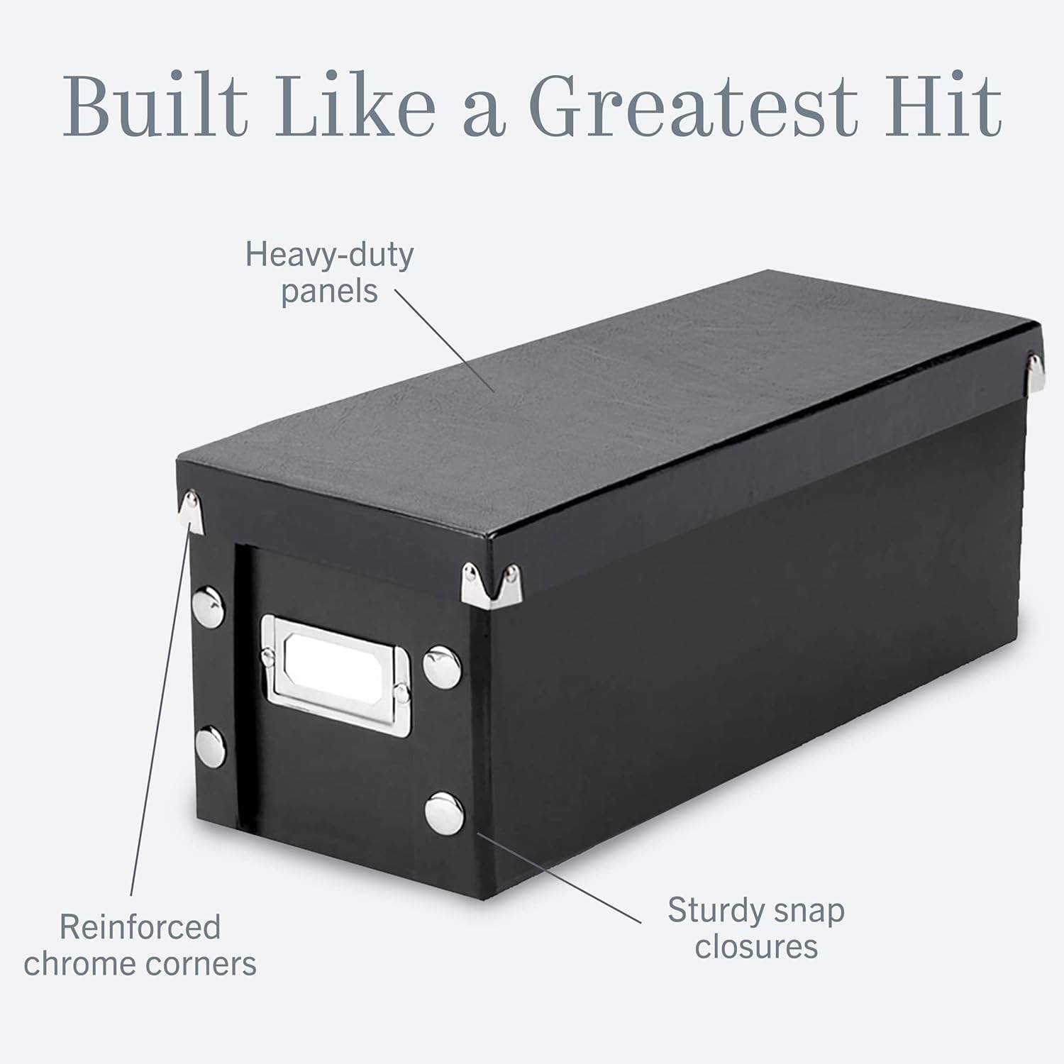 Snap-N-Store CD Storage Box - 4 Pack - Durable 5.1 x 5.1 x 13.2 Inch Disc Holders with Lids to Store up to 52 CDs - Black
