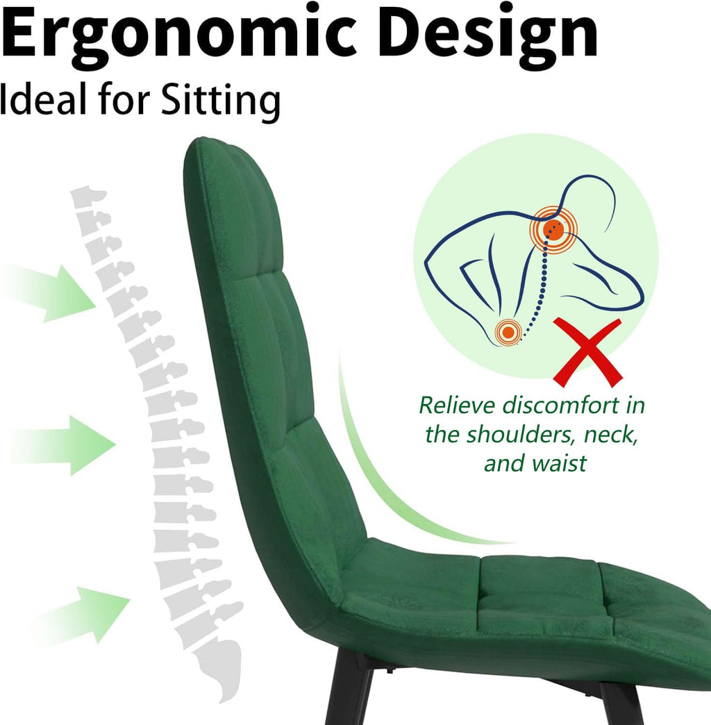Velvet Dining Chairs Set of 4, Mid Century Upholstered Green Dining Room Chairs Tufted Upholstered Kitchen Chairs Set of 4 for Dining Room, Bedroom, Living Room