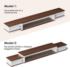 Farmhouse Floating TV Stand for 80" TVs, with LED Light & Outlet | 70" Modern Wood Floating TV Shelf, Minimalist TV Stand Wall Mounted for Living Room, Walnut + Antique White
