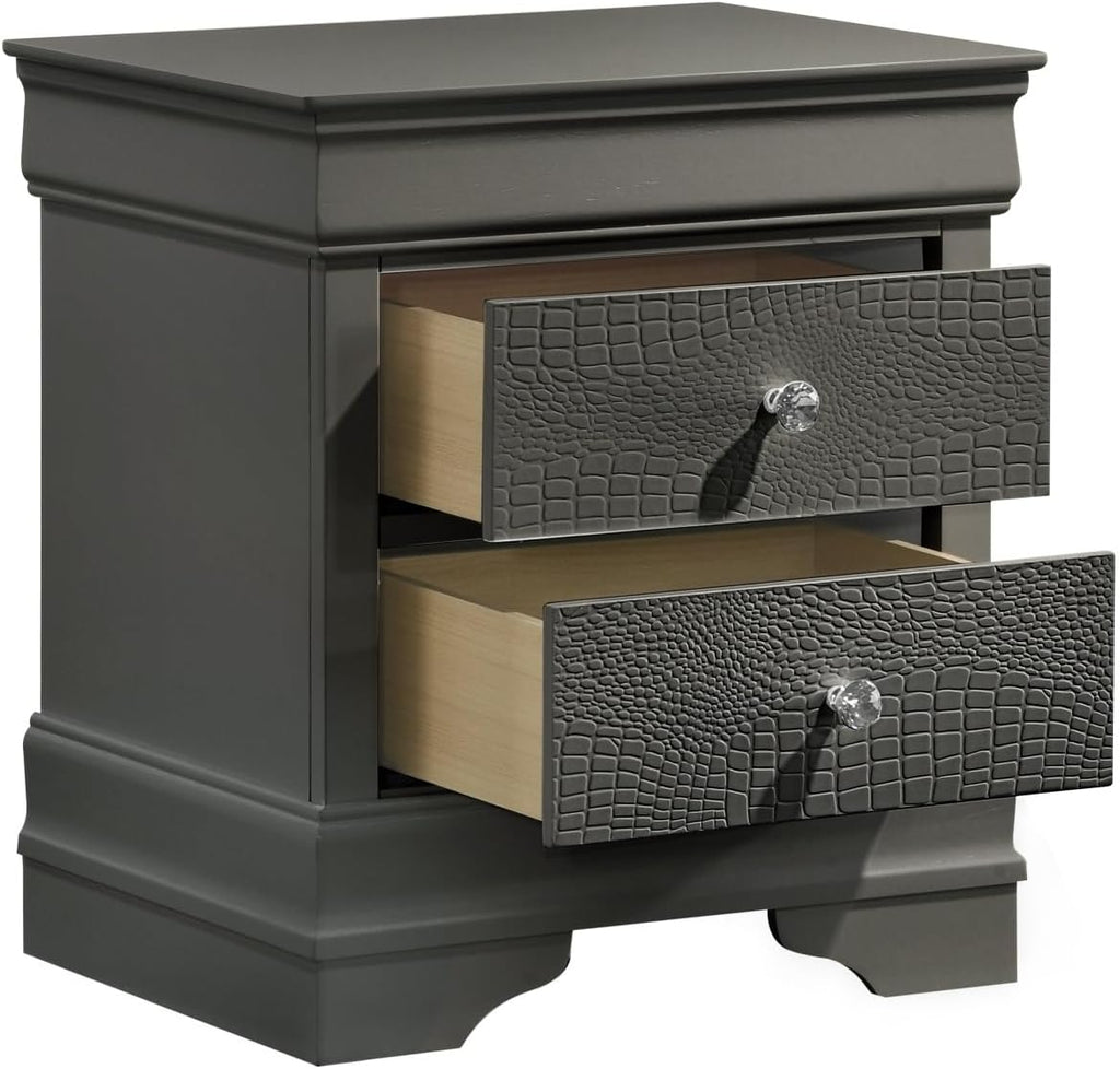 Modern Style 2-Drawer Night Stand Made with Wood in Metallic,for Small Spaces