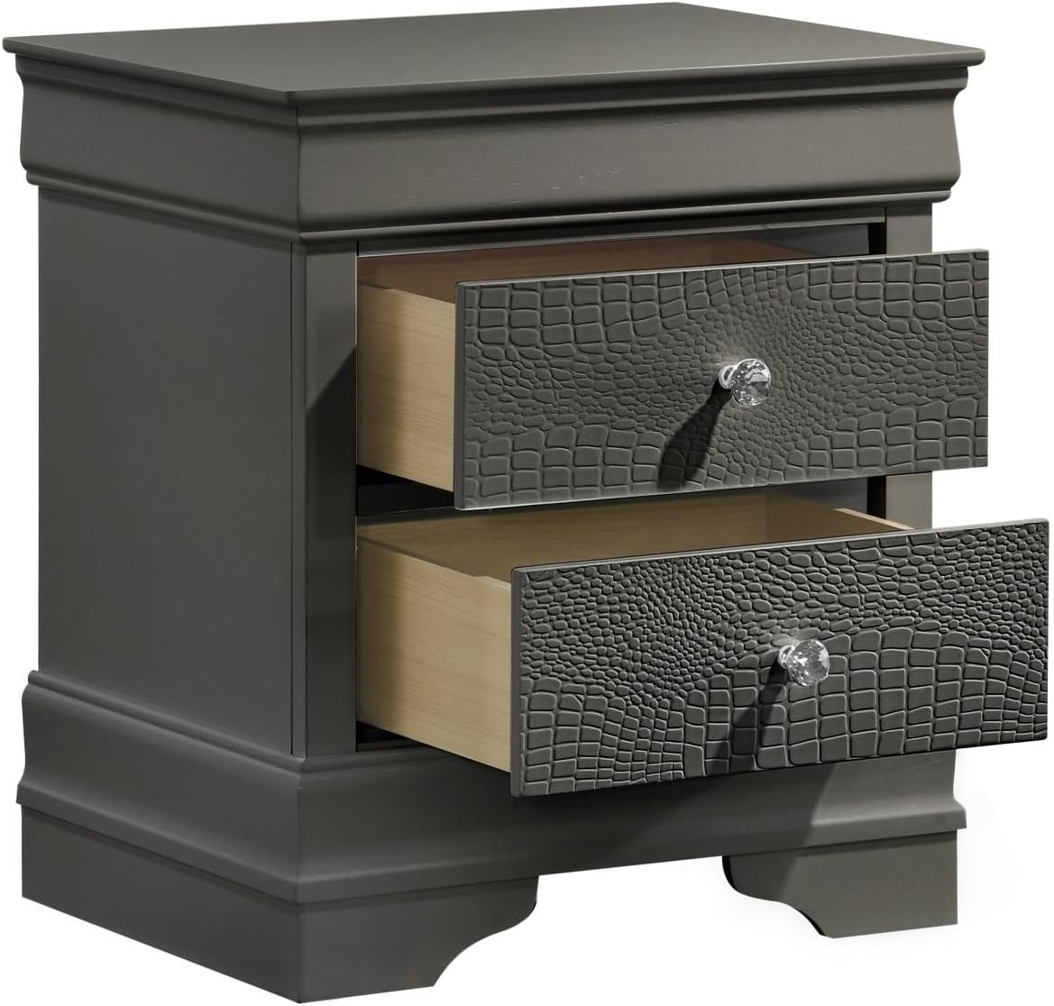 Modern Style 2-Drawer Night Stand Made with Wood in Metallic,for Small Spaces