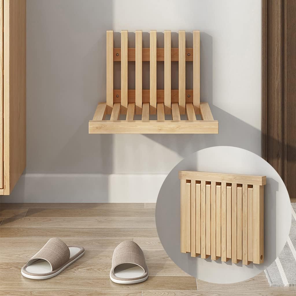 Wall-Mounted Folding Stool, Solid Wood Shoe Changing Stool, Ultra-Thin, Load-Bearing 150KG, Easy Installation