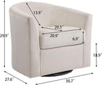Swivel Accent Chair, Upholstered Velvet Barrel Armchair, Modern Round Single Sofa Seating Comfy Reading Corner Chairs for Living Room Bedroom, Fully Assembled (Velvet Ivory, Set of 2)